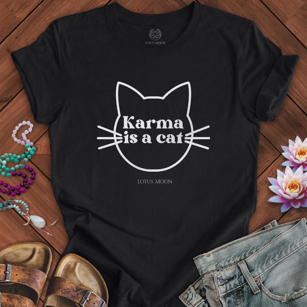 Karma is a Cat Tee Solid Black Blend