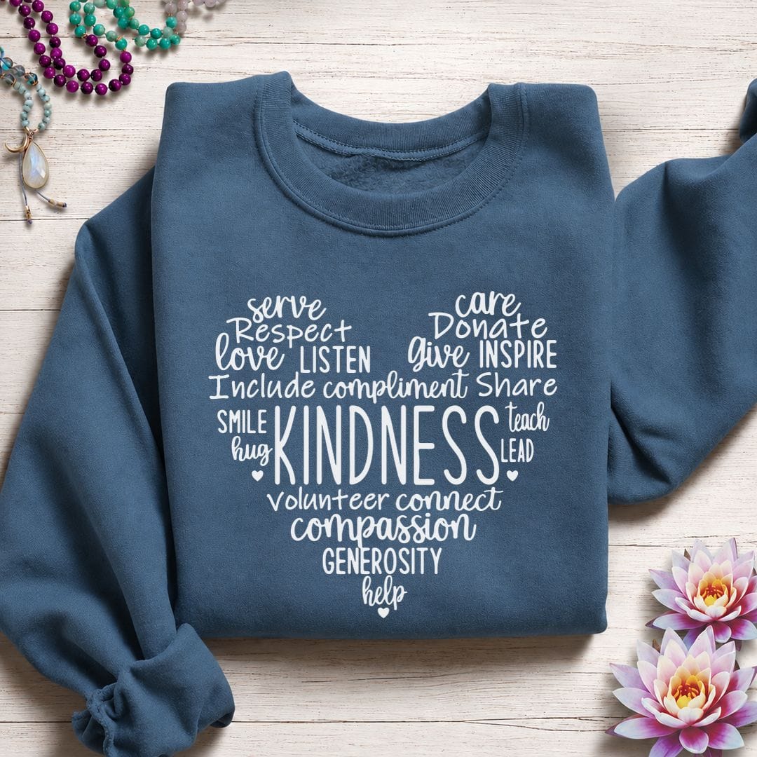 Printify Sweatshirt Kindness Heart Sweatshirt S / Indigo Blue
