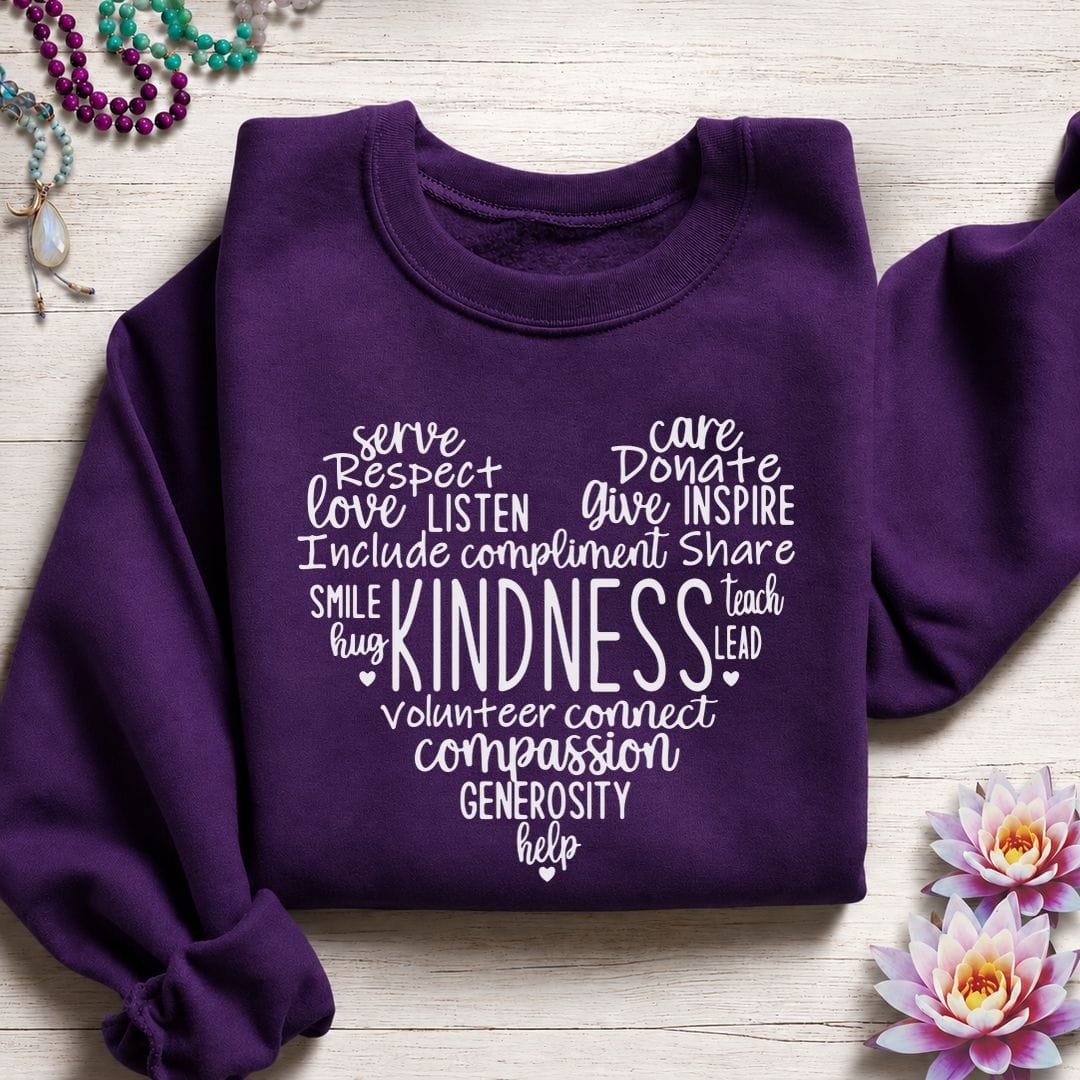 Printify Sweatshirt Kindness Heart Sweatshirt S / Purple