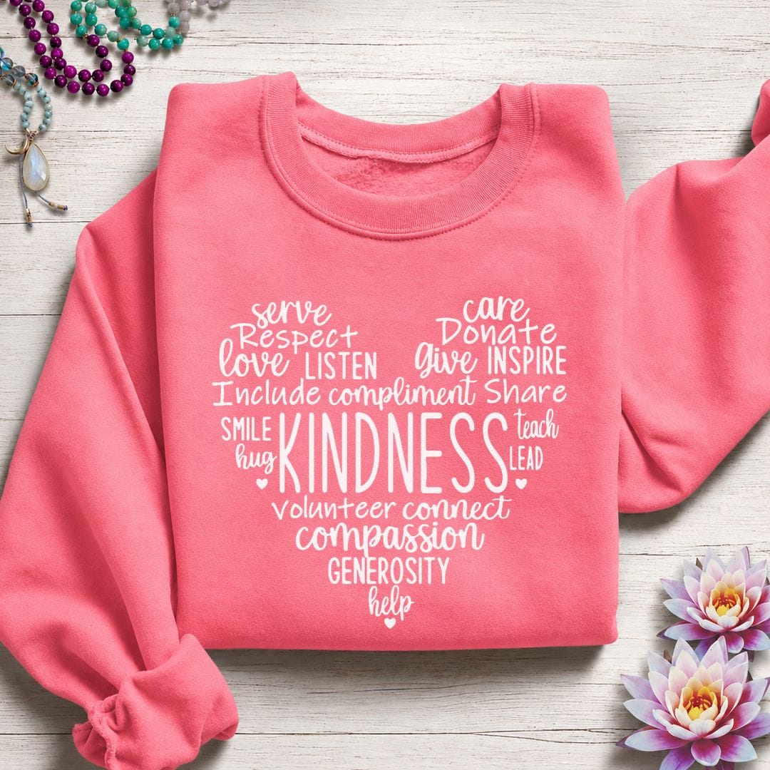 Printify Sweatshirt Kindness Heart Sweatshirt S / Safety Pink
