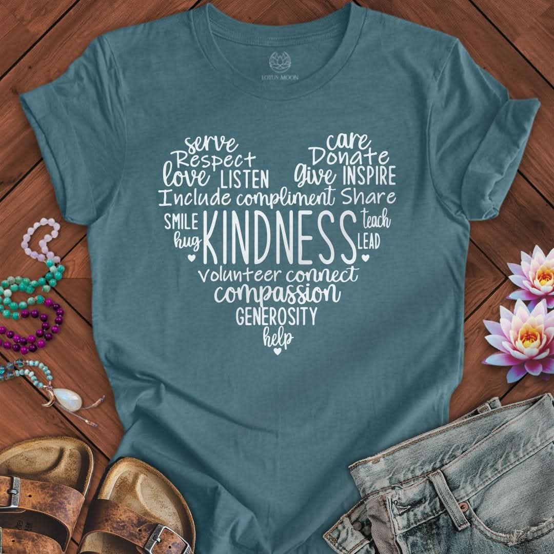 Kindness Heart Tee Heather Deep Teal