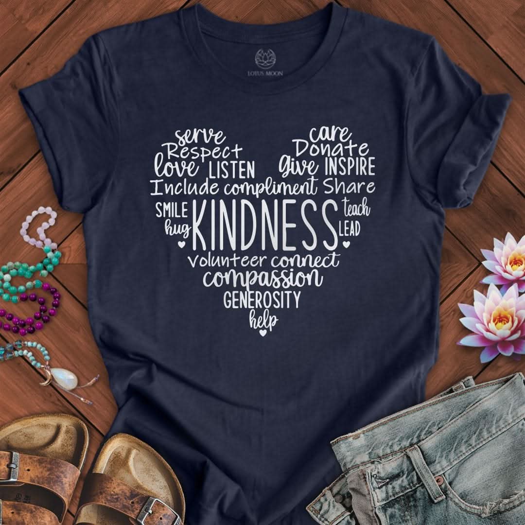 Kindness Heart Tee Heather Midnight Navy