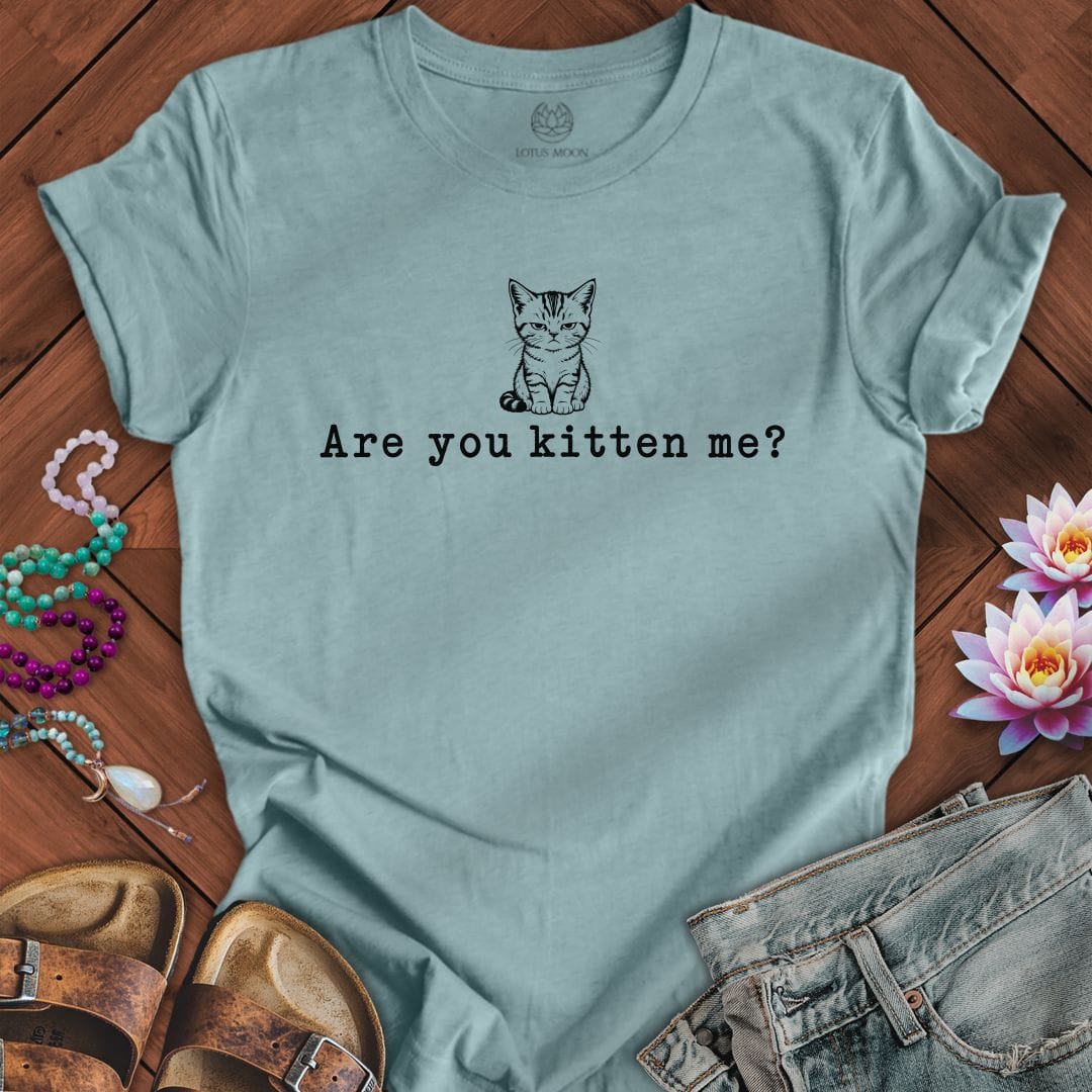 Kitten Me Tee Heather Blue Lagoon