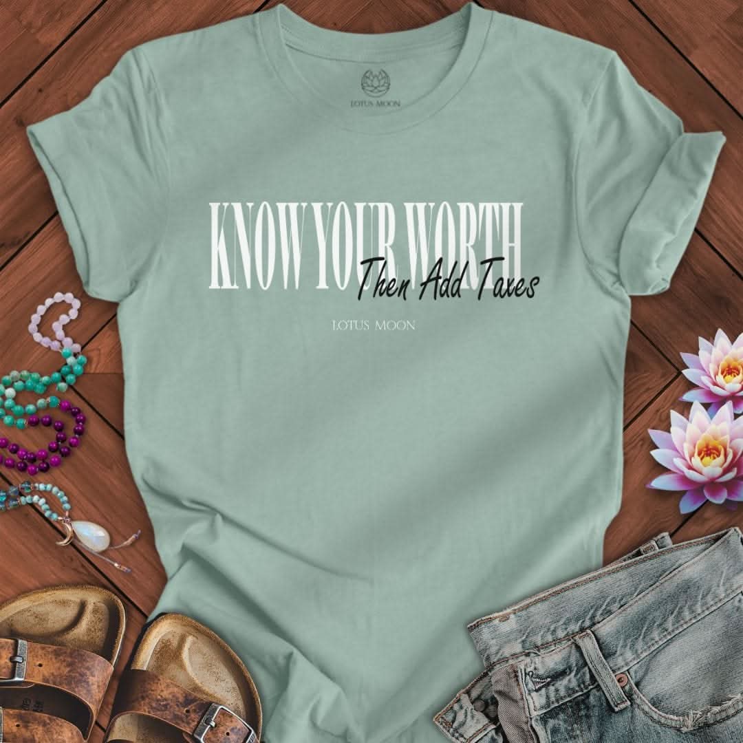 Know Your Worth Tee Dusty Blue