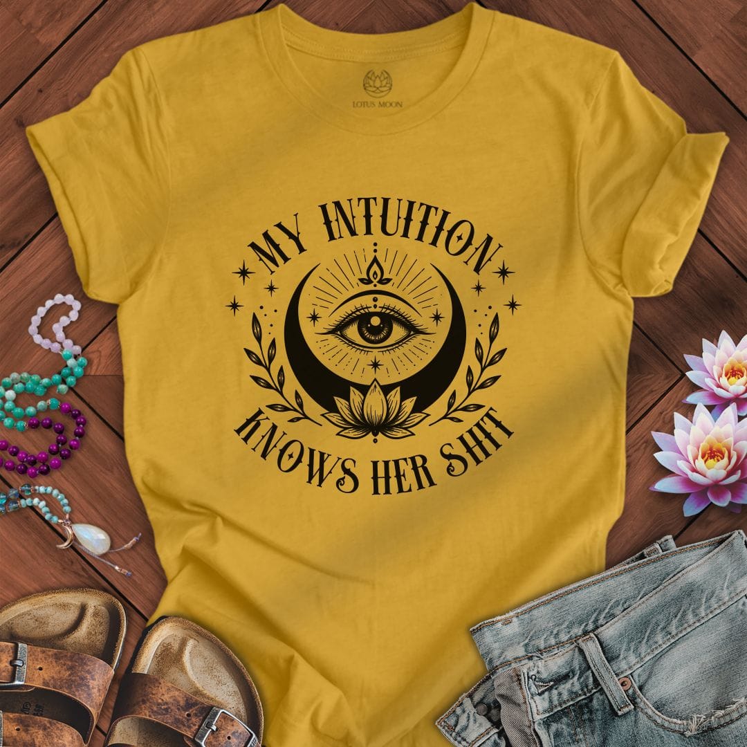 Printify T-Shirt Knows Her Shit Tee Heather Mustard / S