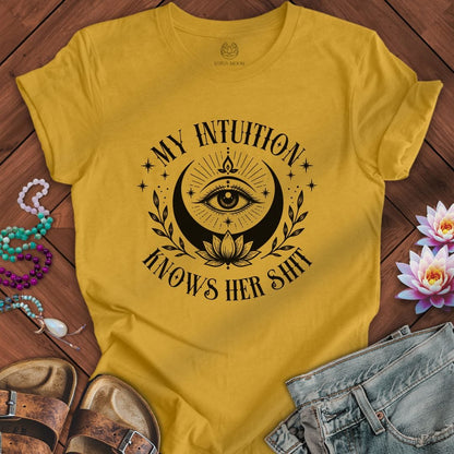 Printify T-Shirt Knows Her Shit Tee Heather Mustard / S