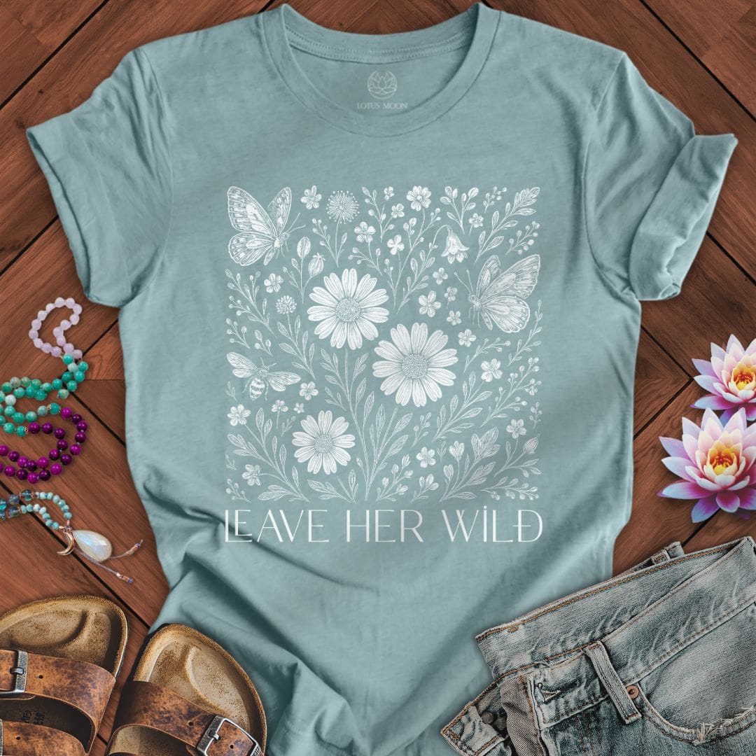 Leave Her Wild Graphic Tee Heather Blue Lagoon