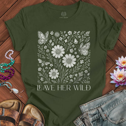 Leave Her Wild Graphic Tee Military Green