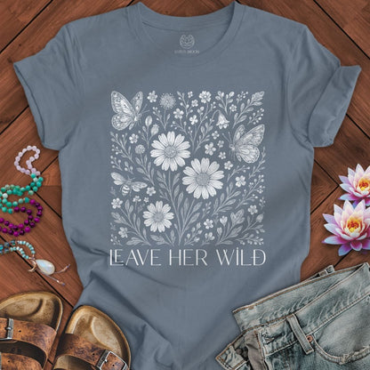 Leave Her Wild Graphic Tee Steel Blue