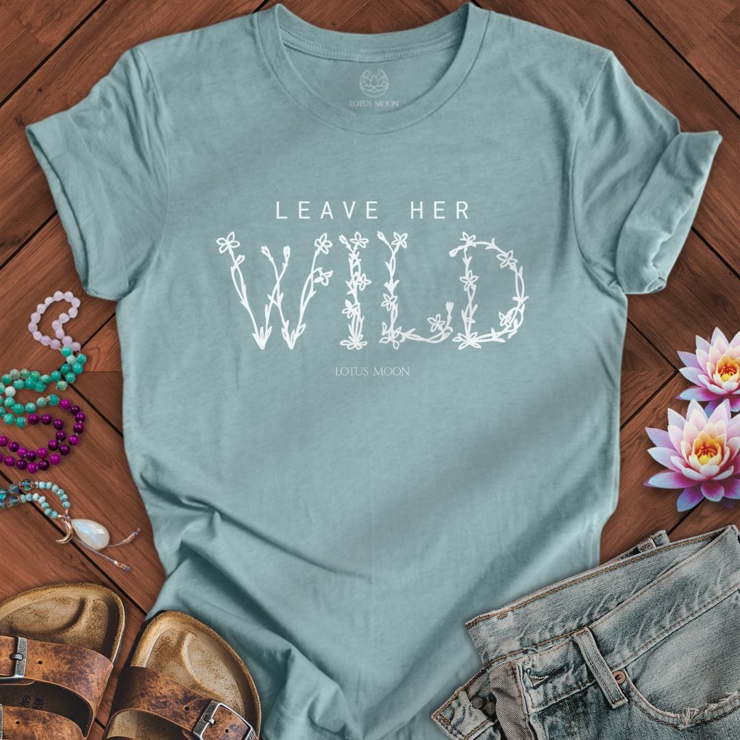 Leave Her Wild Tee Heather Blue Lagoon