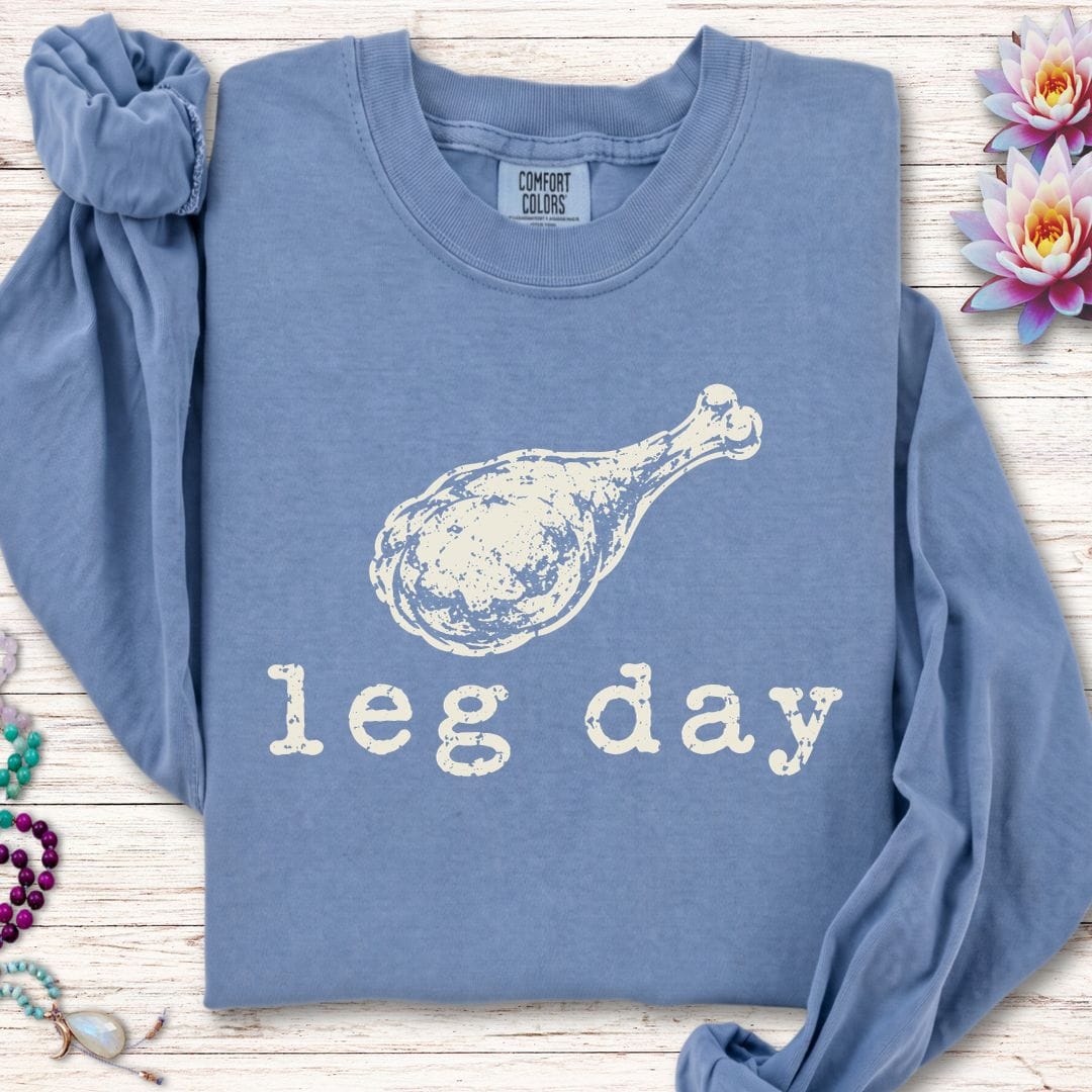 Printify Long-sleeve Leg Day Long Sleeve Tee Blue Jean / S