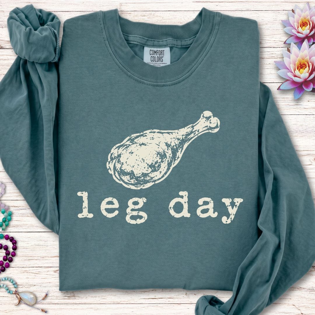 Printify Long-sleeve Leg Day Long Sleeve Tee Blue Spruce / S