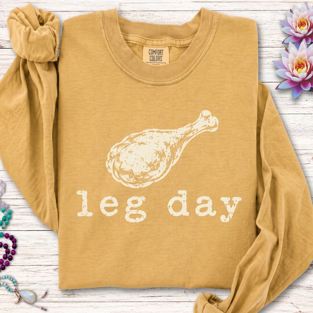 Printify Long-sleeve Leg Day Long Sleeve Tee Mustard / S