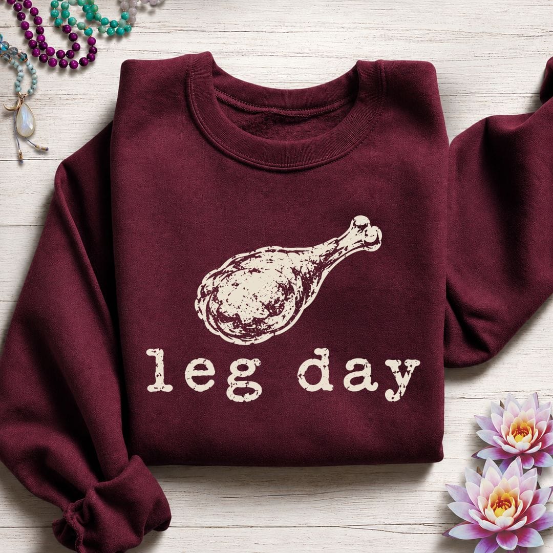 Printify Sweatshirt Leg Day Sweatshirt Maroon / S