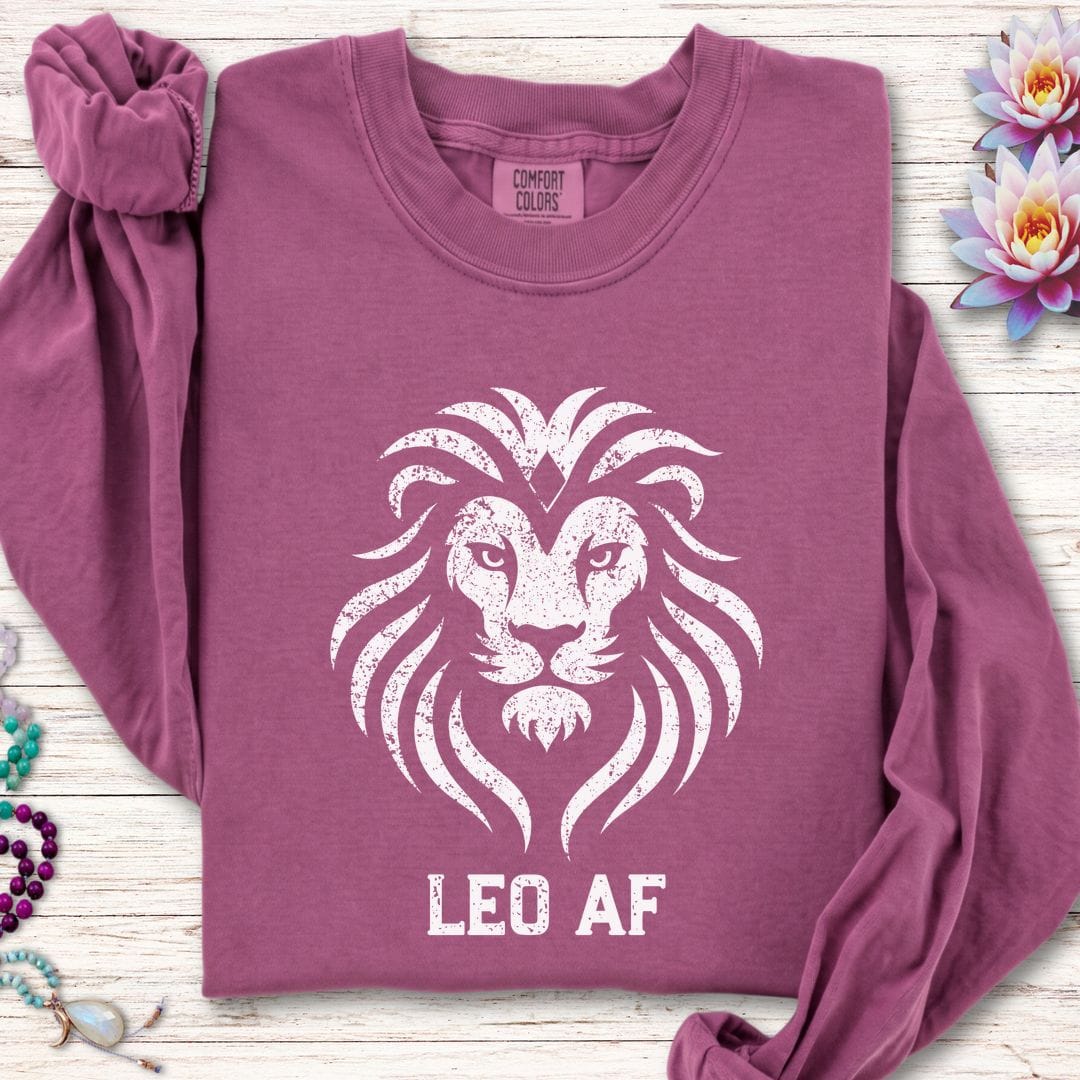 Leo AF Long Sleeve Tee Berry