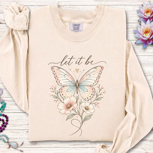 Let It Be Butterfly Long Sleeve Tee Ivory