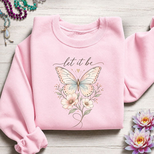 Let It Be Butterfly Sweatshirt Light Pink