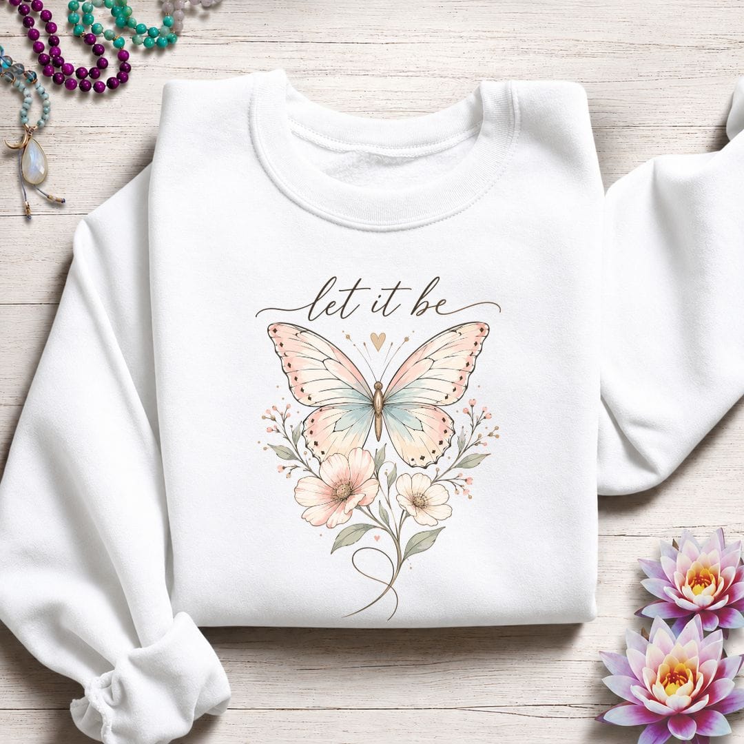 Printify Sweatshirt Let It Be Butterfly Sweatshirt White / S