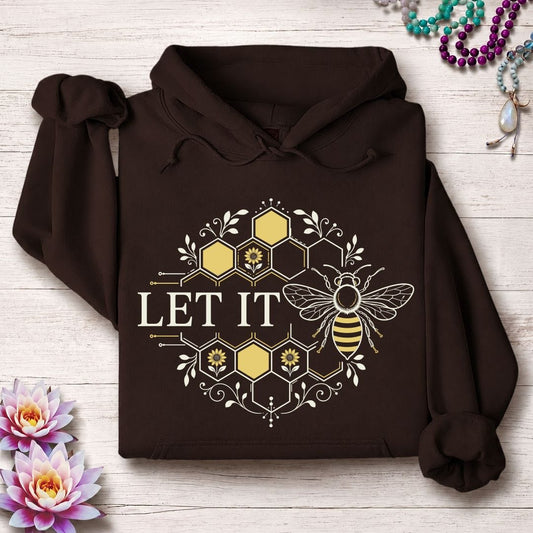 Let It Bee Honeycomb Hoodie Dark Chocolate