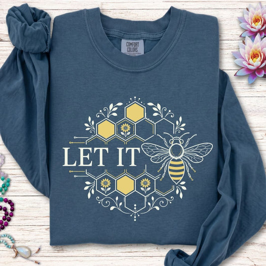 Let It Bee Honeycomb Long Sleeve Tee Midnight