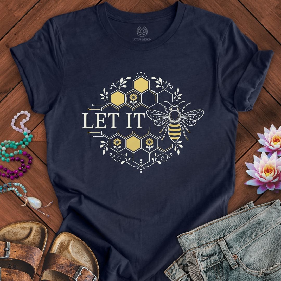 Printify T-Shirt Let It Bee Honeycomb Tee Heather Midnight Navy / S