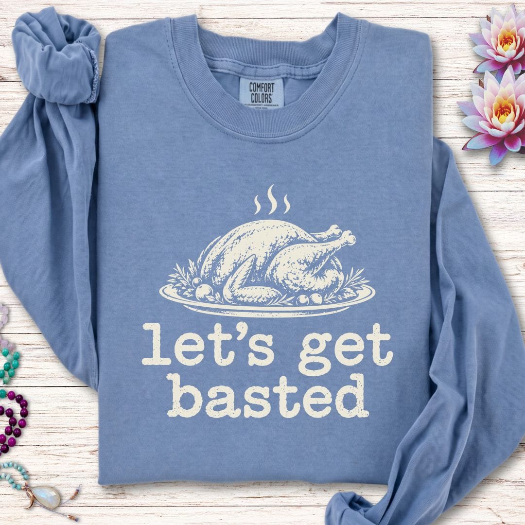 Printify Long-sleeve Let's Get Basted Long Sleeve Tee Blue Jean / S