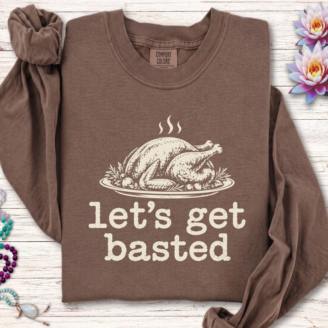 Printify Long-sleeve Let's Get Basted Long Sleeve Tee Espresso / S