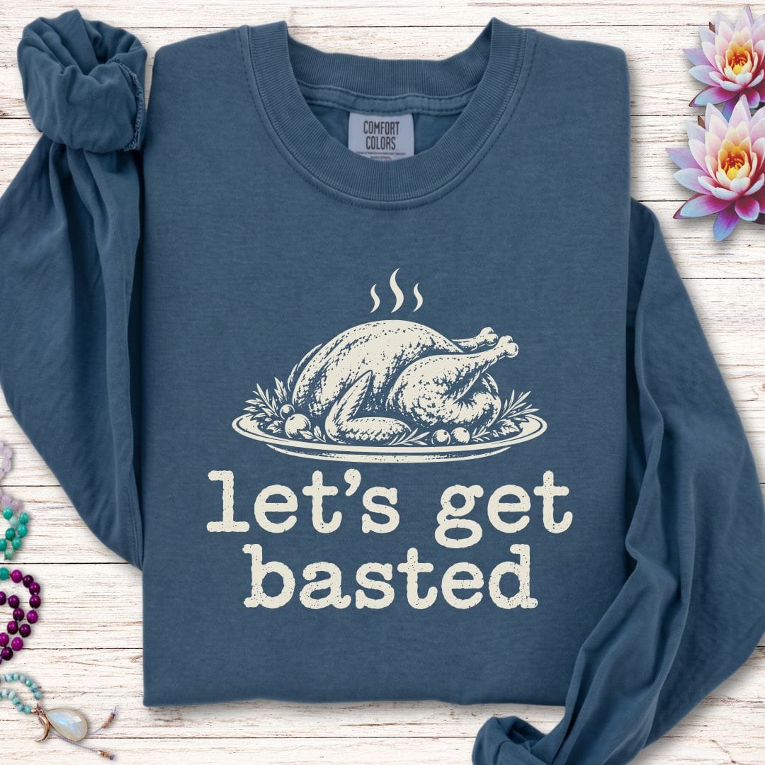 Printify Long-sleeve Let's Get Basted Long Sleeve Tee Midnight / S