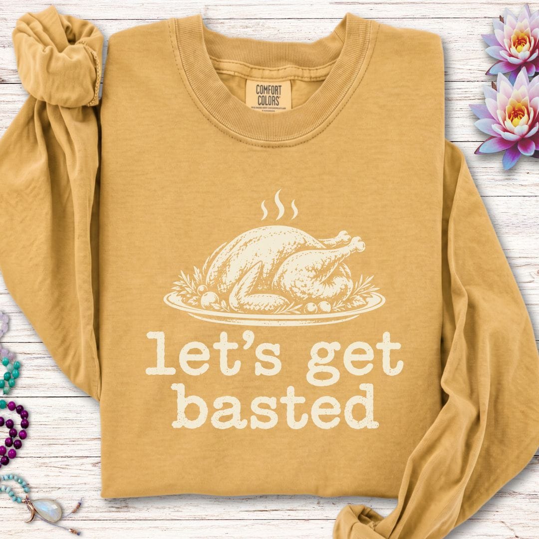 Printify Long-sleeve Let's Get Basted Long Sleeve Tee Mustard / S