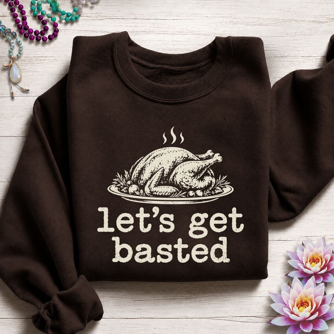Printify Sweatshirt Let's Get Basted Sweatshirt Dark Chocolate / S