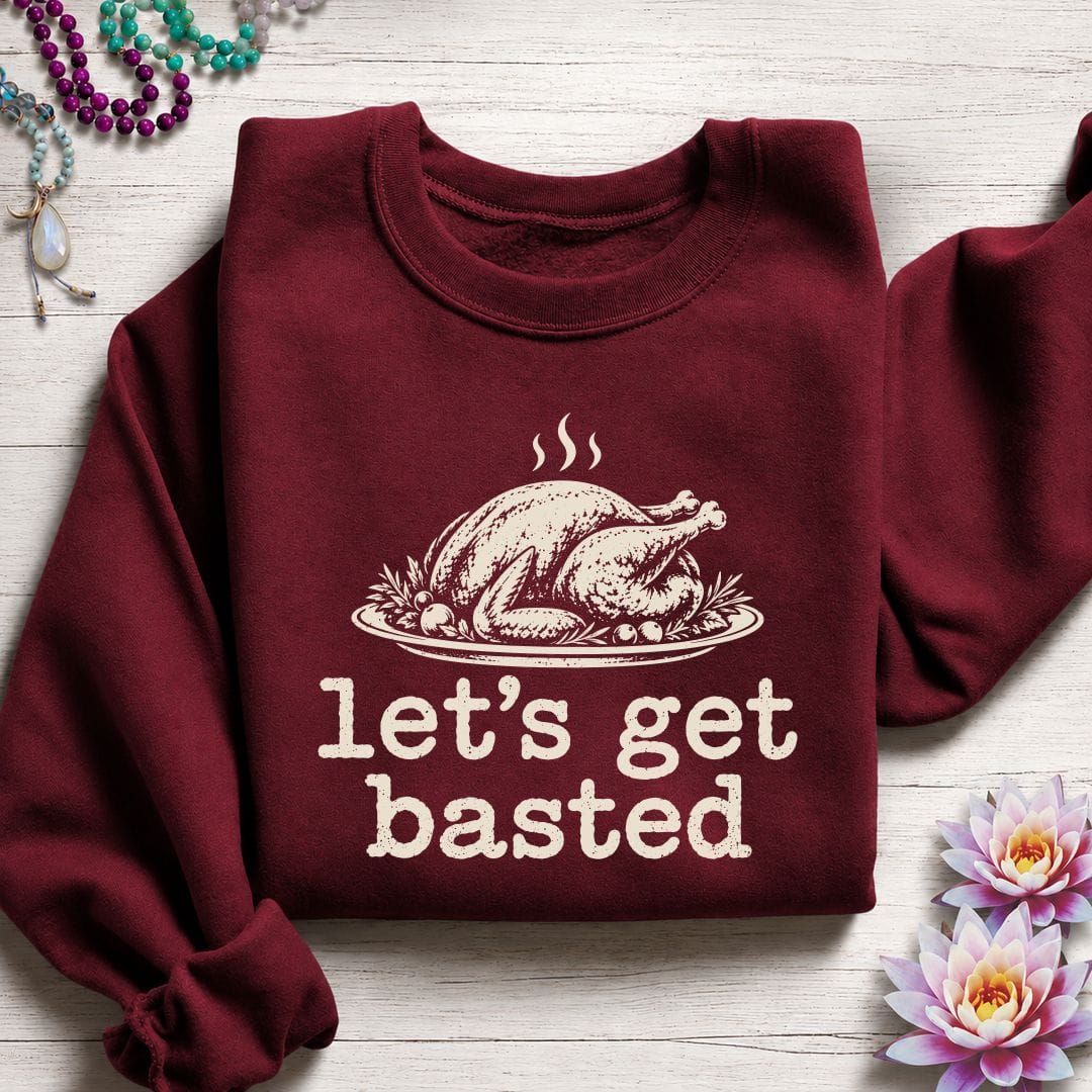 Printify Sweatshirt Let's Get Basted Sweatshirt Garnet / S