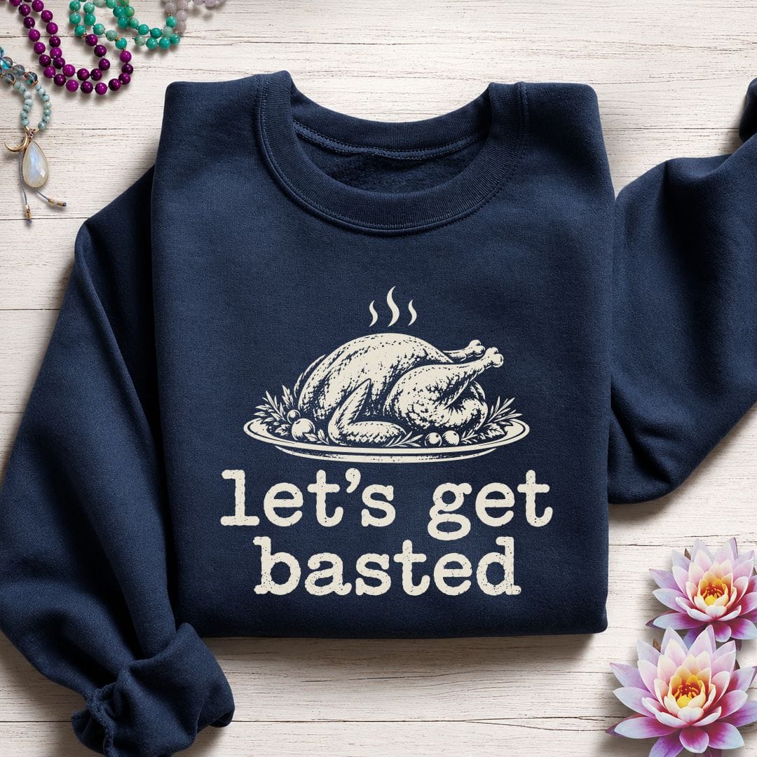 Printify Sweatshirt Let's Get Basted Sweatshirt Navy / S
