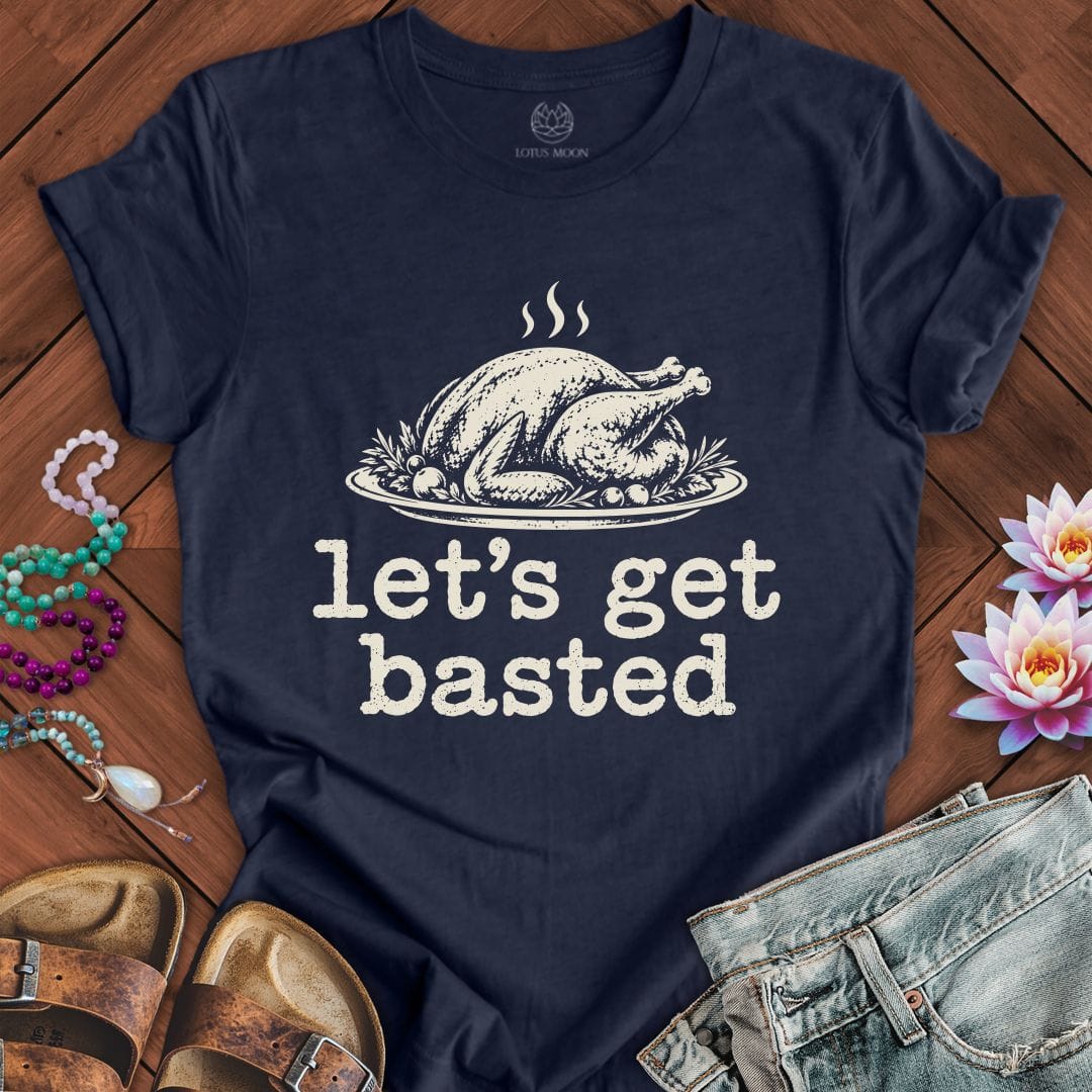 Let's Get Basted Tee Heather Midnight Navy