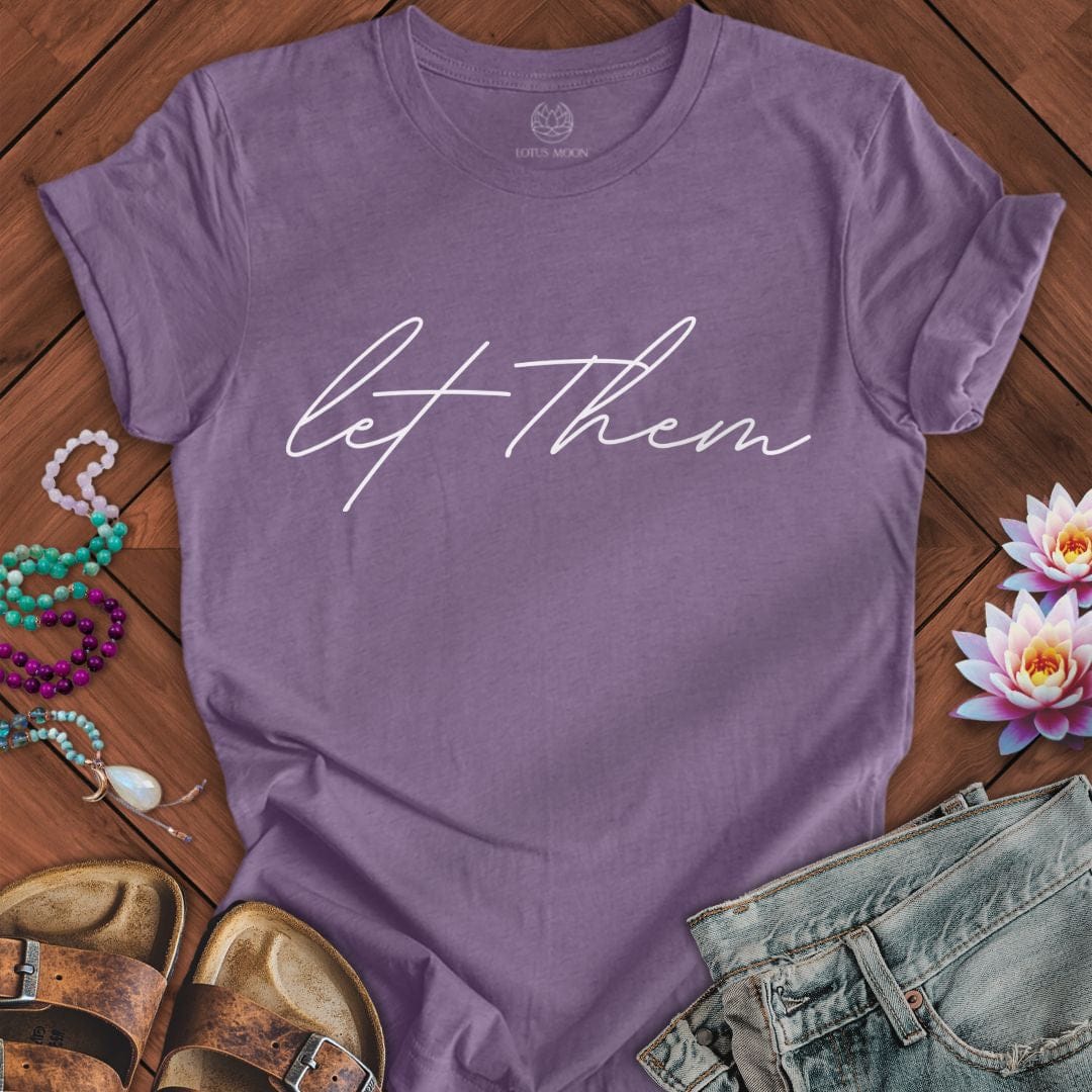 Let Them Script Tee Heather Purple