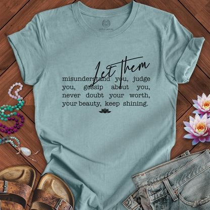Let Them Text Tee Heather Blue Lagoon