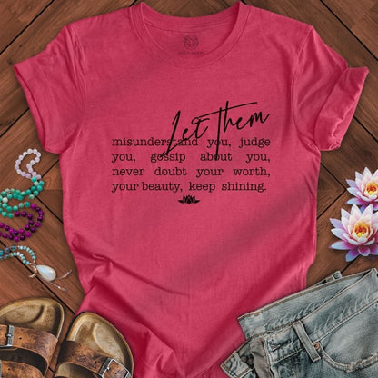 Let Them Text Tee Heather Raspberry