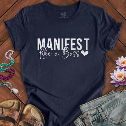 Like a Boss Tee Heather Midnight Navy