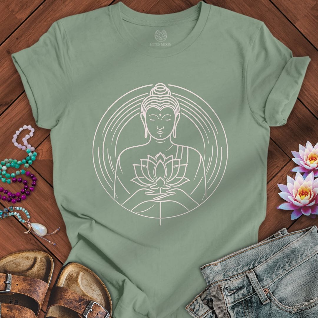 Line Art Buddha Tee Sage