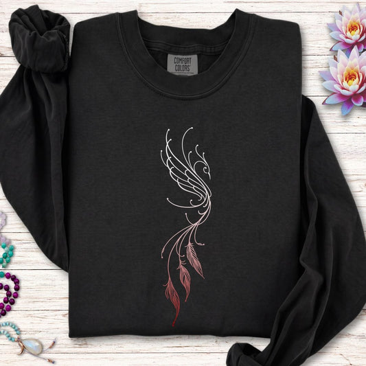Line Art Phoenix Long Sleeve Tee Black