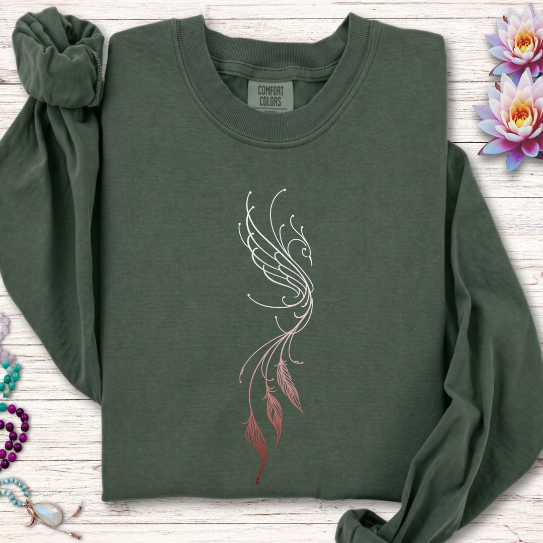 Printify Long-sleeve Line Art Phoenix Long Sleeve Tee Hemp / S