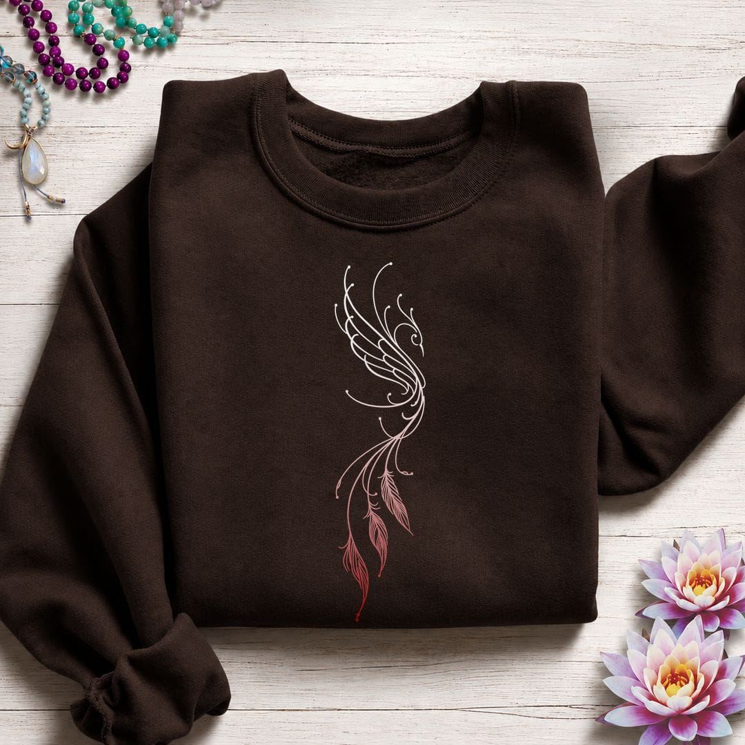Line Art Phoenix Sweatshirt Dark Chocolate