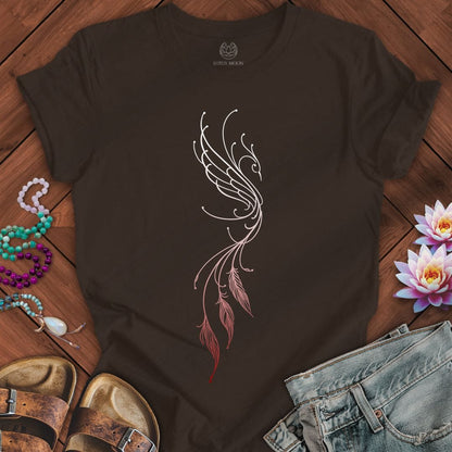 Printify T-Shirt Line Art Phoenix Tee Brown / S