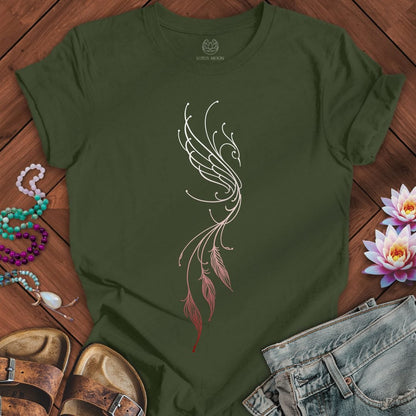 Printify T-Shirt Line Art Phoenix Tee Military Green / S