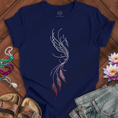 Printify T-Shirt Line Art Phoenix Tee Navy / S