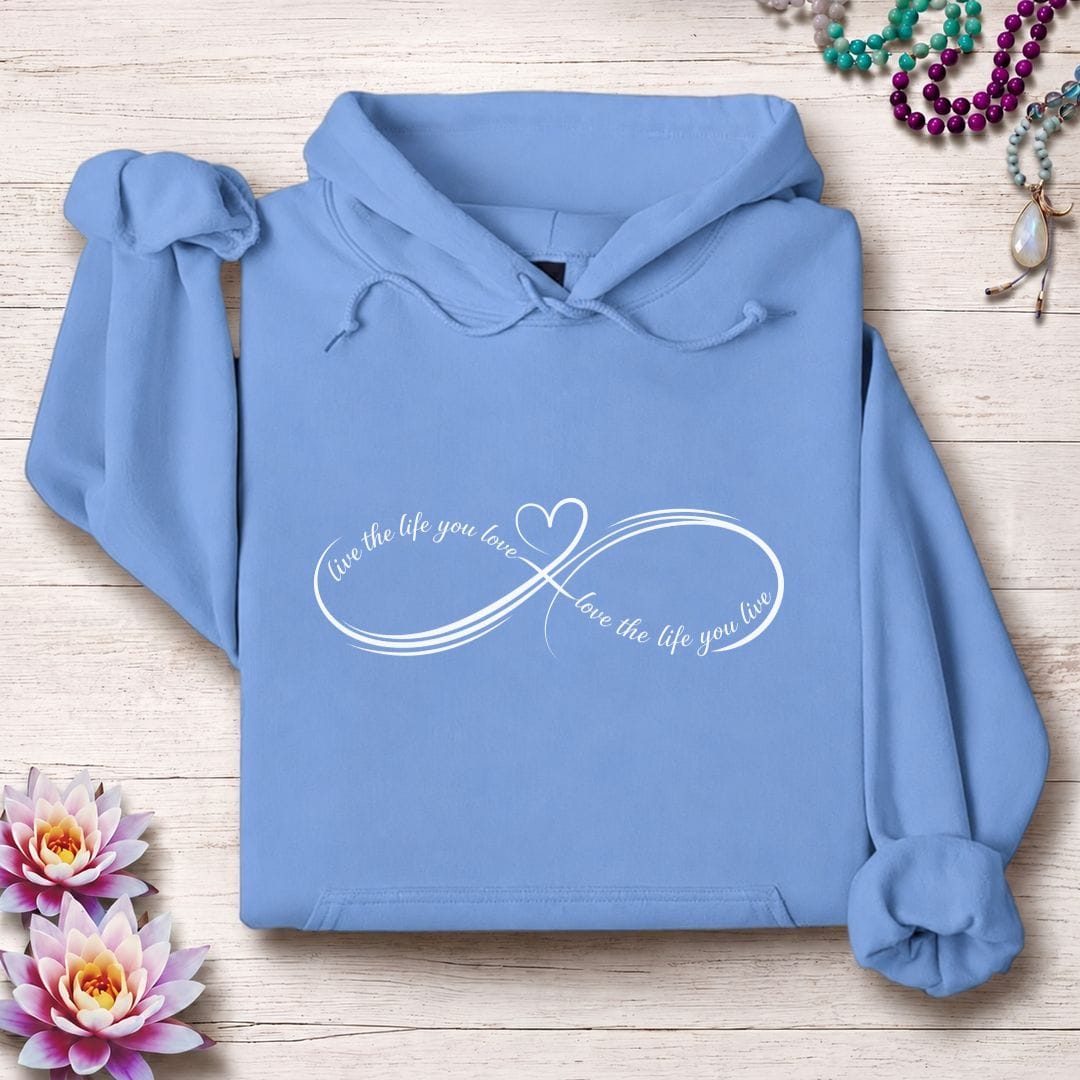 Printify Hoodie Live Love Infinity Hoodie Carolina Blue / S
