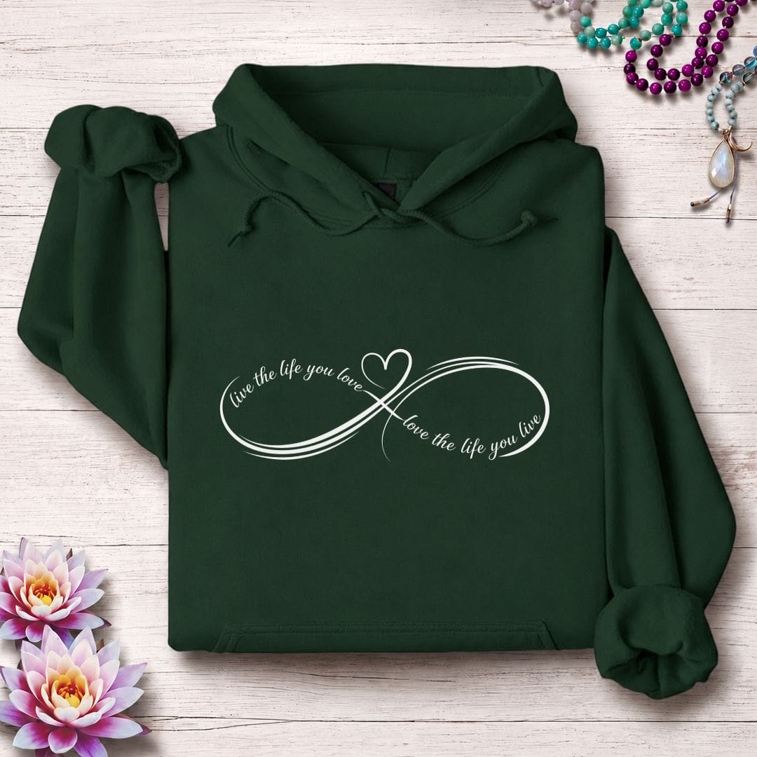Printify Hoodie Live Love Infinity Hoodie Forest Green / S