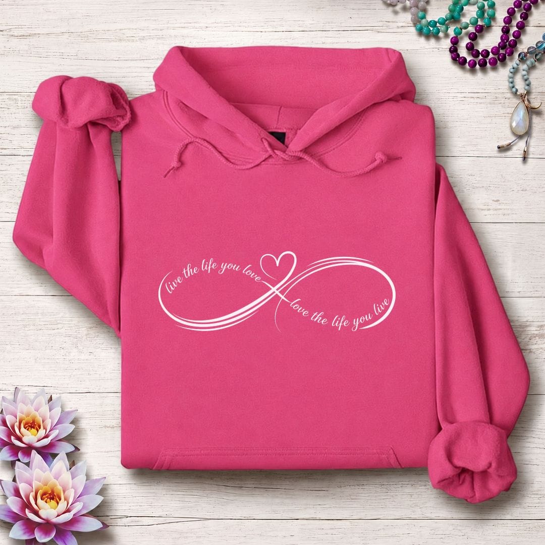 Printify Hoodie Live Love Infinity Hoodie Heliconia / S