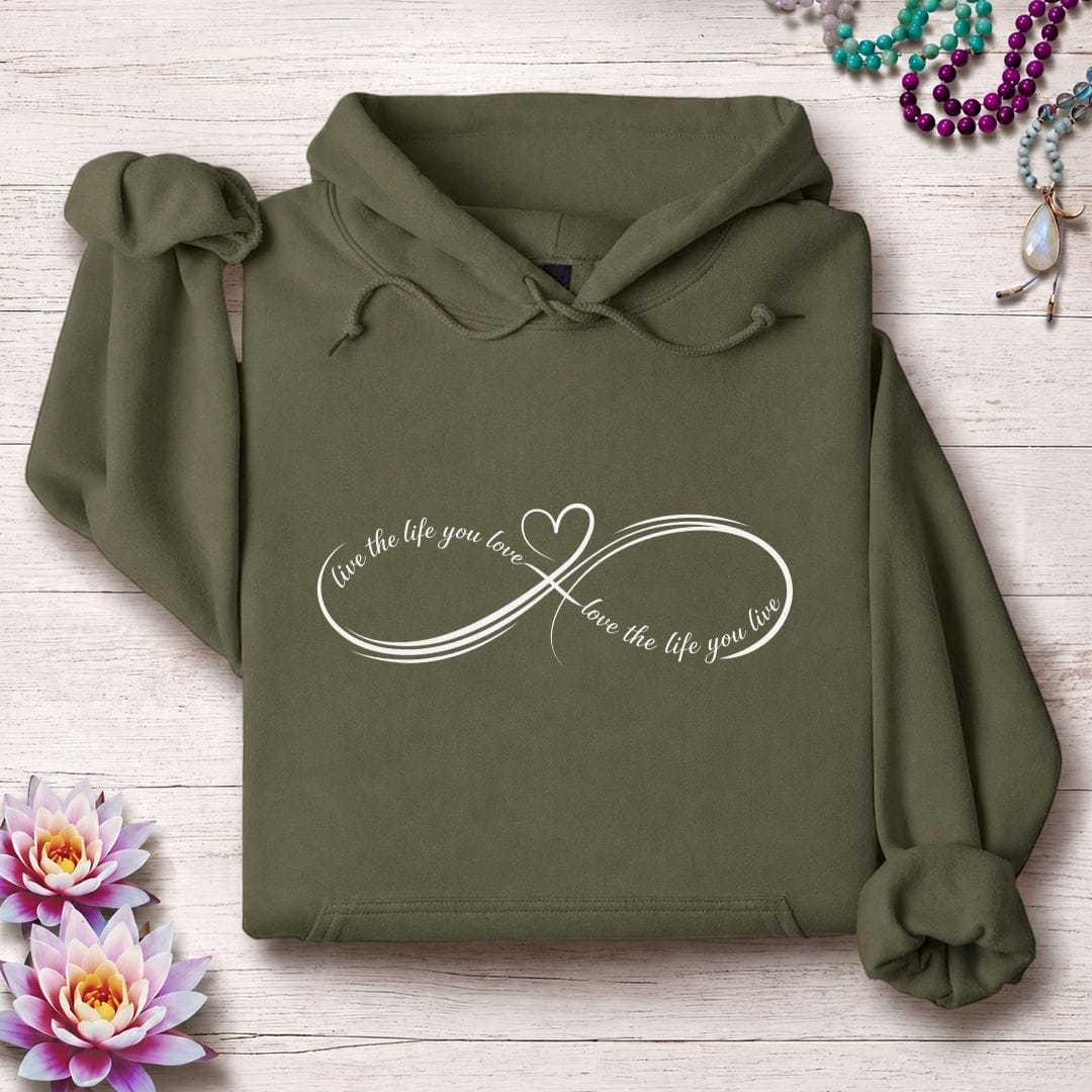 Printify Hoodie Live Love Infinity Hoodie Military Green / S