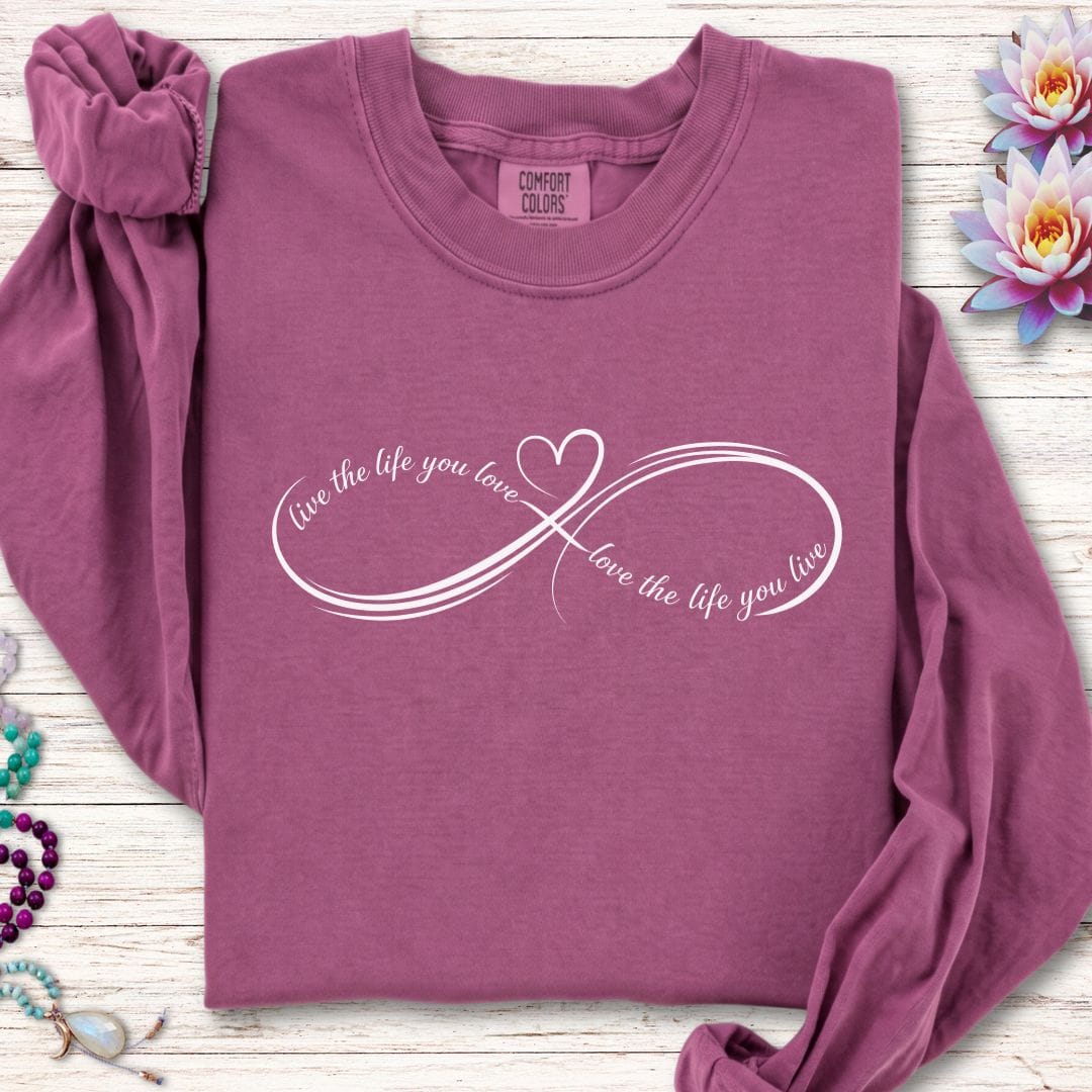 Printify Long-sleeve Live Love Infinity Long Sleeve Tee Berry / S