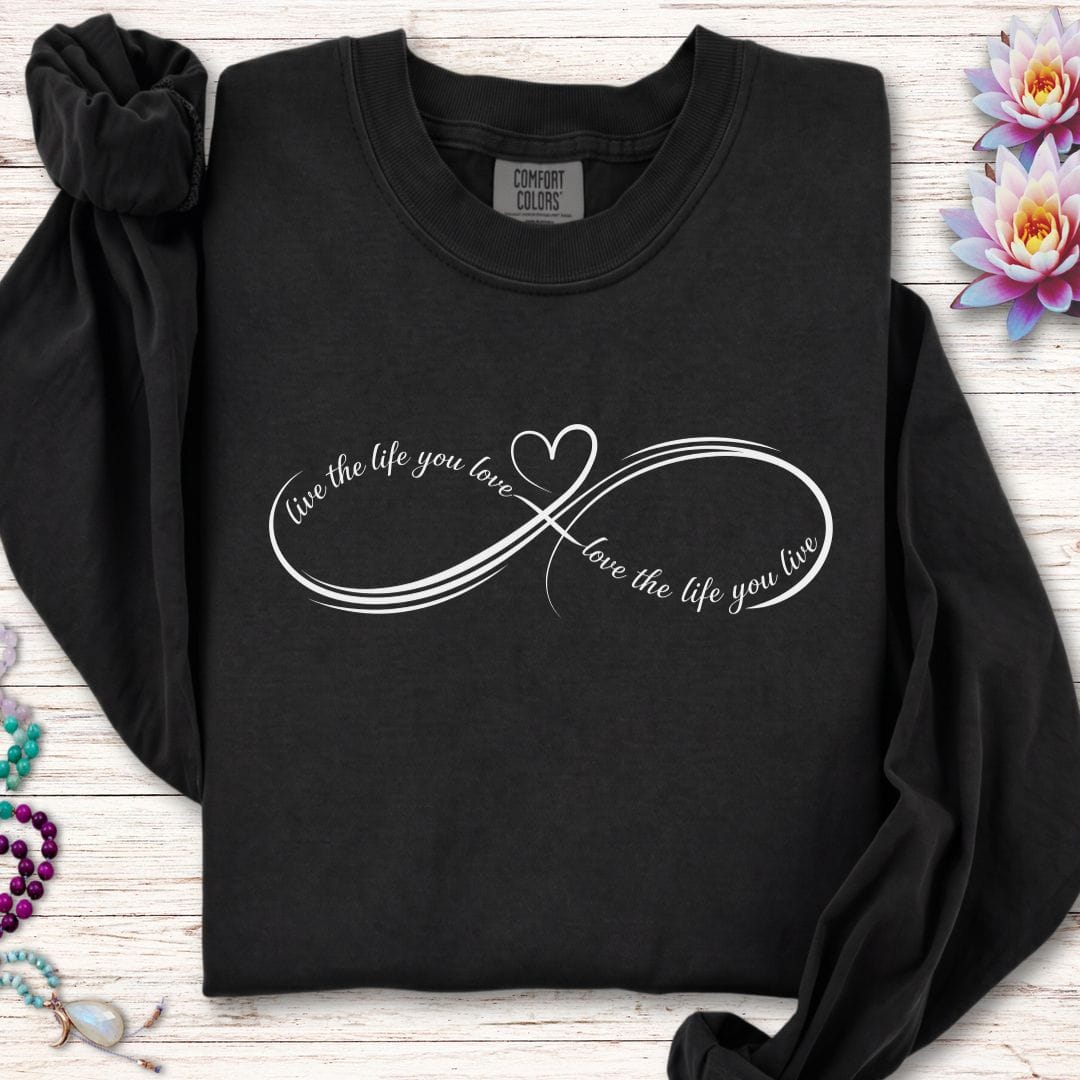 Printify Long-sleeve Live Love Infinity Long Sleeve Tee Black / S
